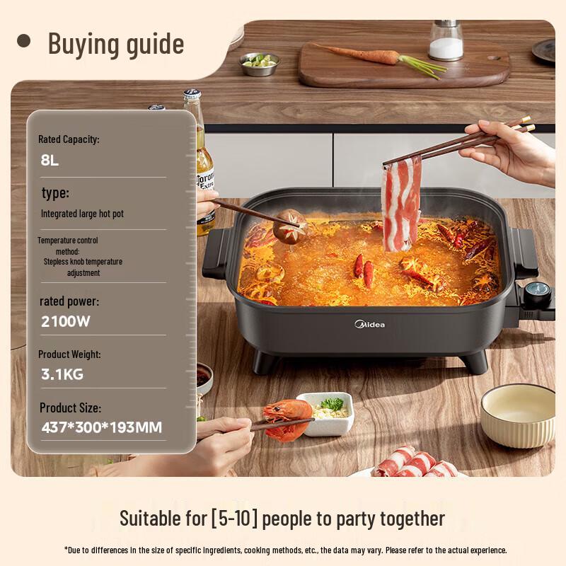 Midea 8L Multi-function Electric Hot Pot CN Plug (adapter Included)