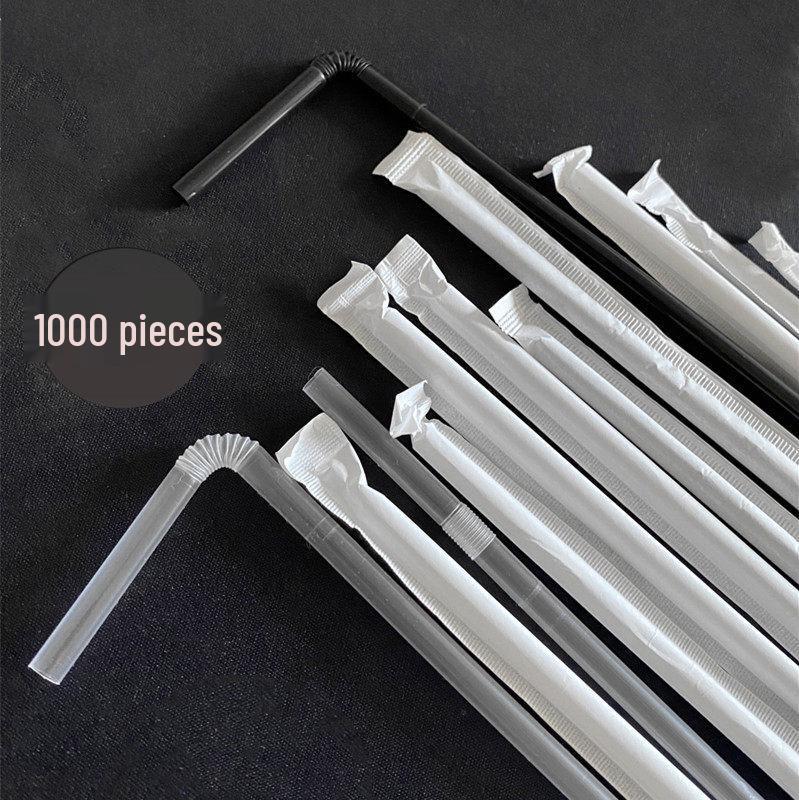 ZISIZ Individually Wrapped Disposable Plastic Straw