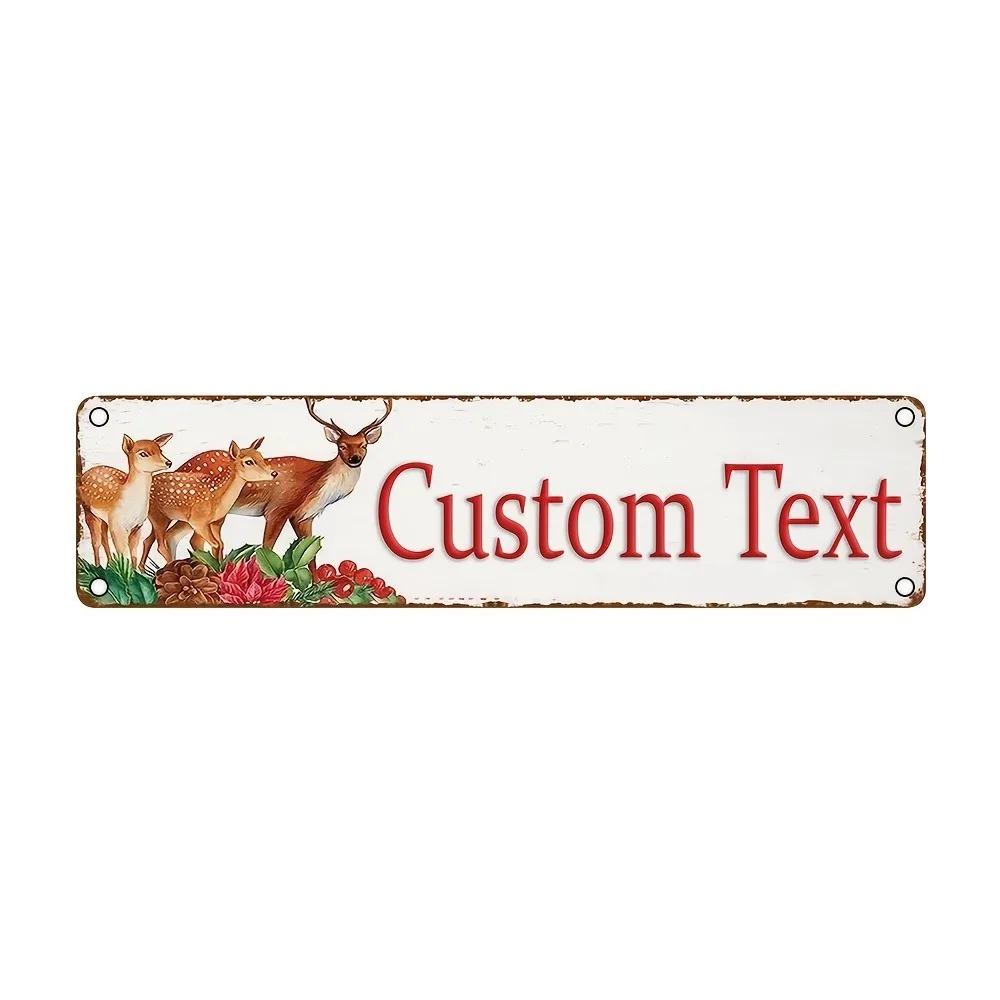 16x4In 2D Flat Classic Santa Aluminum Sign Custom Text Christmas Wall Decor