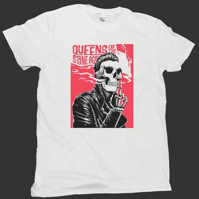 Queens Of the Stone Age Metal Punk Rock Camiseta Blanca Unisex de Manga Corta CAMISETA Unisex CALIENTE