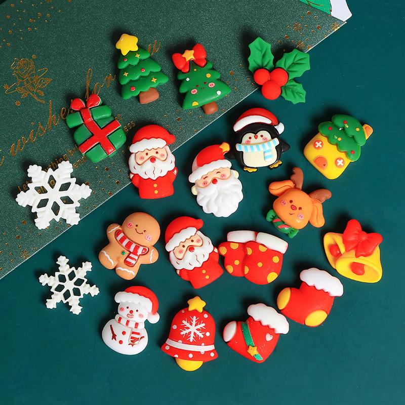 WTEMPO Mini Cute Christmas Resin Accessories Suitable for DIY Crafts Hairband Accessories Scrapbooking Phone Case Making Accessories Party Gifts