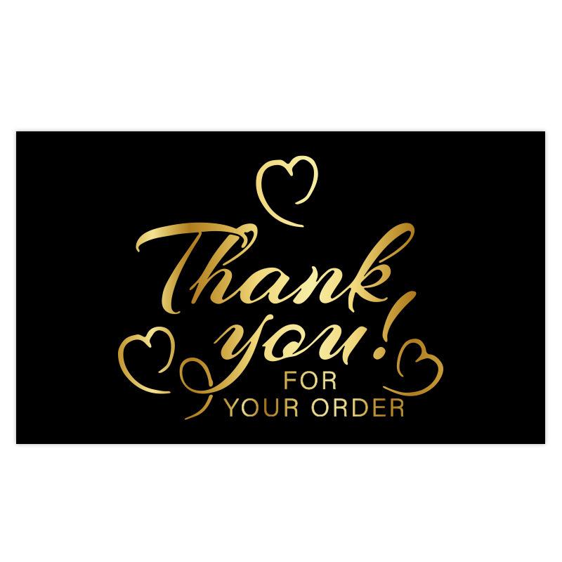Black Thank You Greeting Cards, 50 Sheets/Pack
