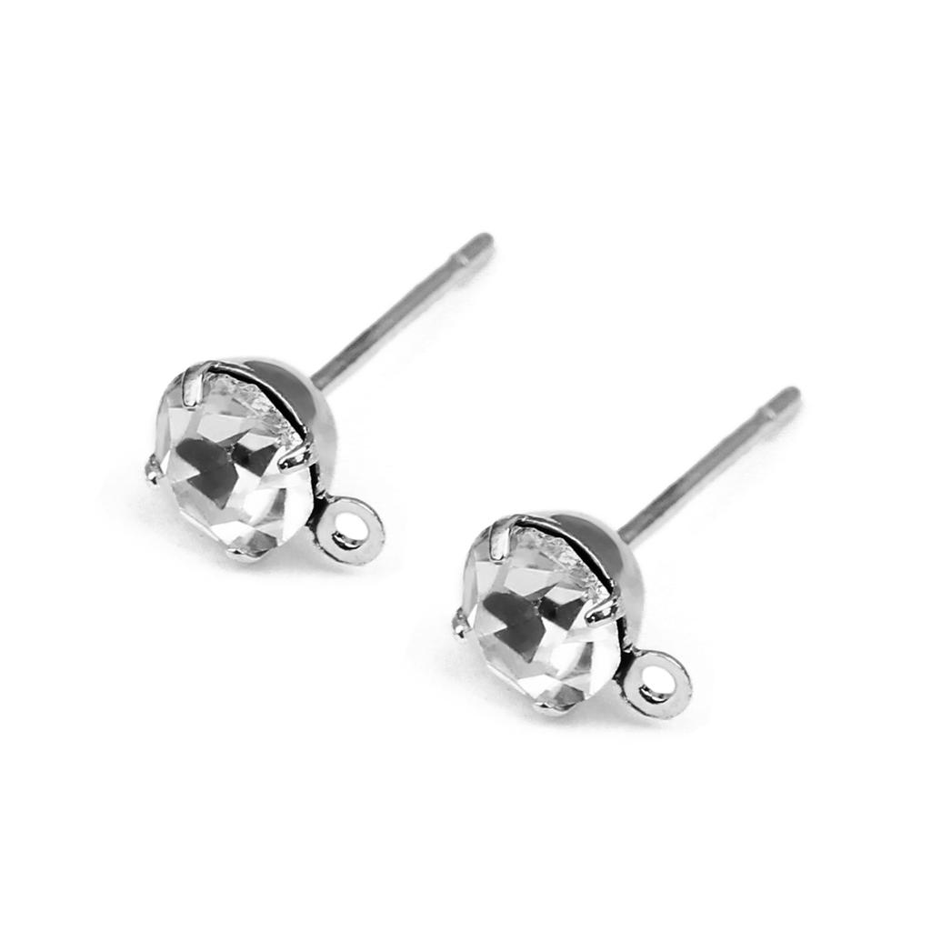 50pcs 4 Prong Copper Rhinestone Crystal Stud Earrings with Hole Fit DIY Dangle Drop Earring Making Findings Accessories