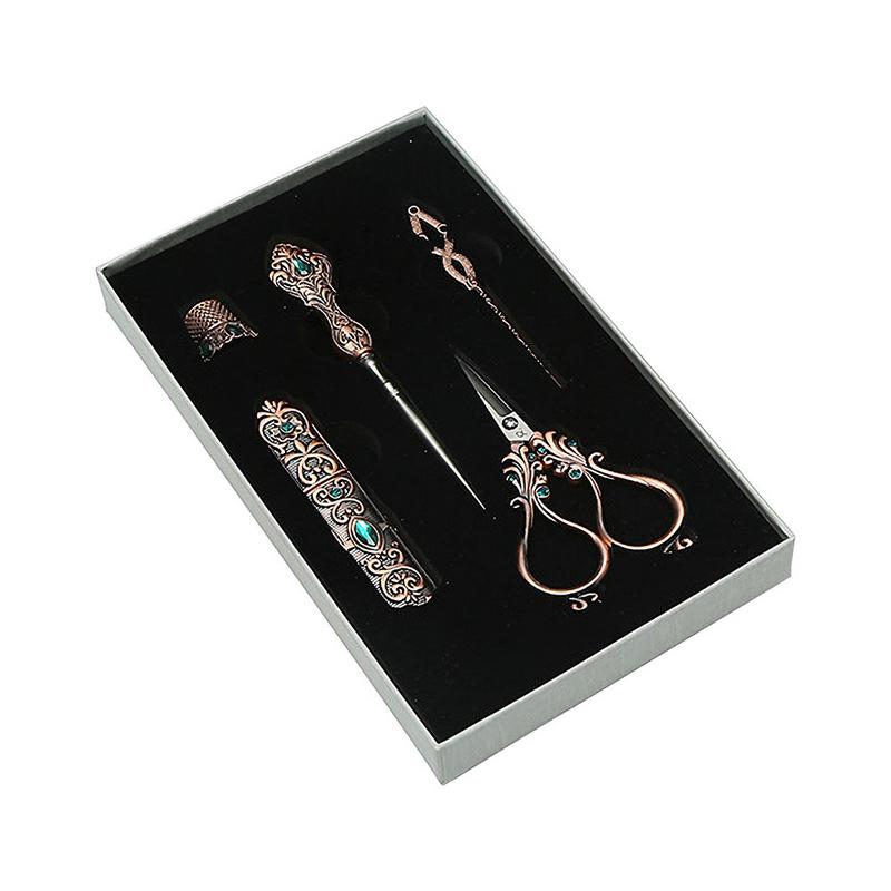5PCS/Set European Style Tailor Vintage Sewing Scissors Kit With Thimble Embroidery DIY Craft Supplies With Needles Scissors