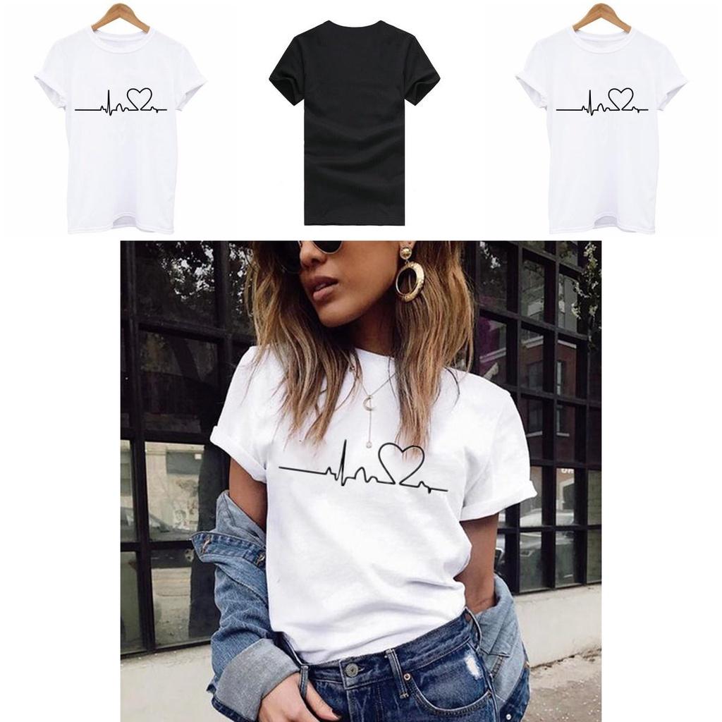 Comfortable Crew Neck Heart Print Blouse For Women In Soft Casual Fabric