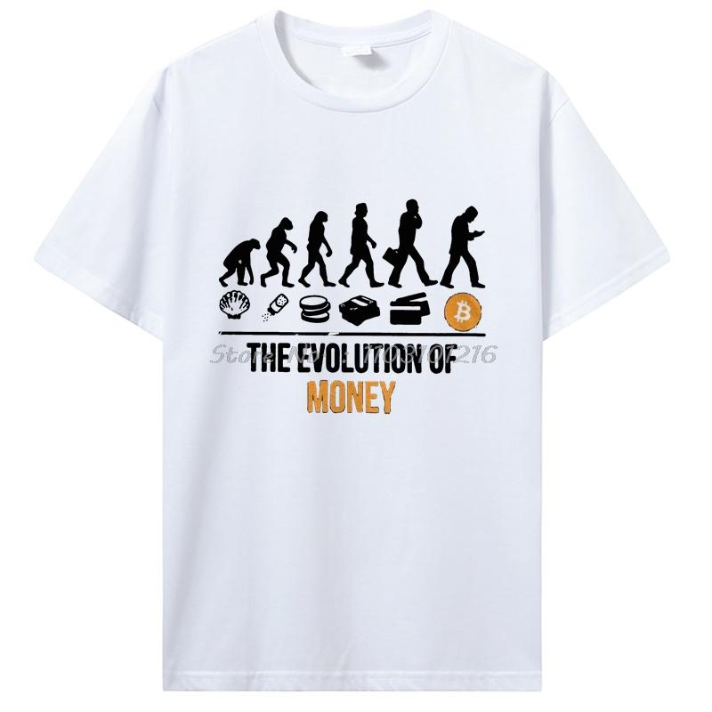 Bitcoin Evolution Of Money Cryptocurrency Tops T-shirt Satoshi Nakamoto Vintage Tees Cotton Tshirt Men's Clothing Oversized