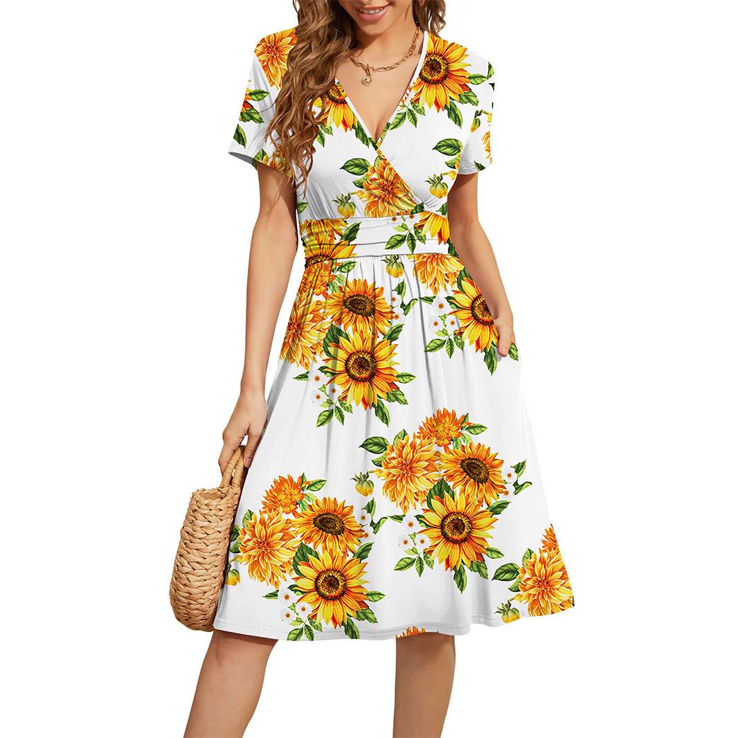 

2025 Elegant European & American Mid-Length Spring Women s Short Sleeve Waist-Hugging Evening Dress Extra Large