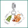 S925 Silver Resin Squirrel And Pine Tree Beaded Bracelet Necklace DIY Charm Pendant Craft Kit