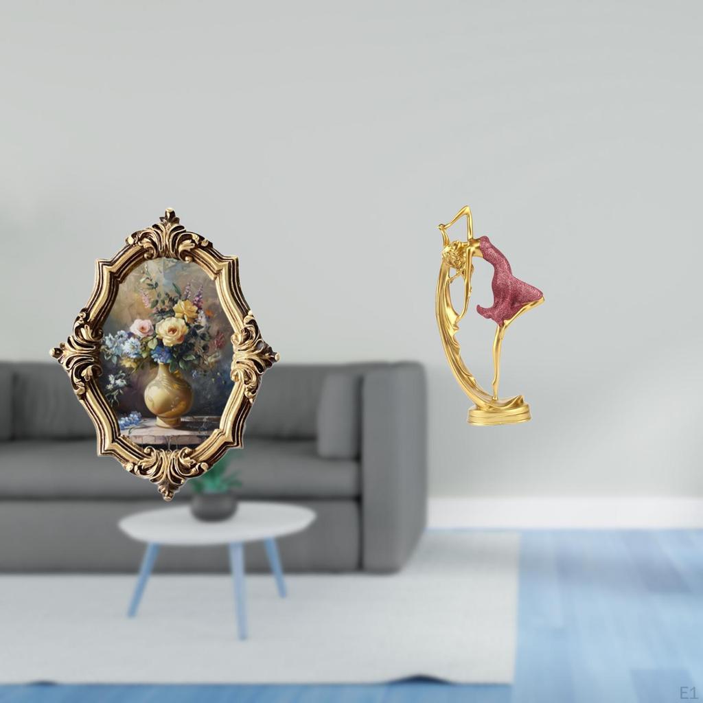 Vintage Resin Photo Frame and Ballet Dancing Girl Statue Art Crafts Collection for Office Bedroom