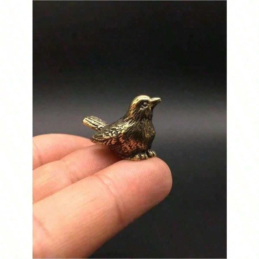 1pc Vintage Ornaments Mini Vintage Brass Bird Statue Retro Sparrow Figurines Small Animal Sculpture For Living Room Bedroom Home