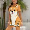Lustiges Cartoon-Tierbuchstaben-Print-Kleid Damen Kurzarm Schlafanzugkleider Locker sitzendes T-Shirt Nachtwäsche Hauskleidung Nachthemd Loungewear