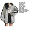 Women Loose Casual Hoodie Coat Cardigan with Zipper Long Sleeves Contrast Color Hooded Soft Warm Outerwear for Spring