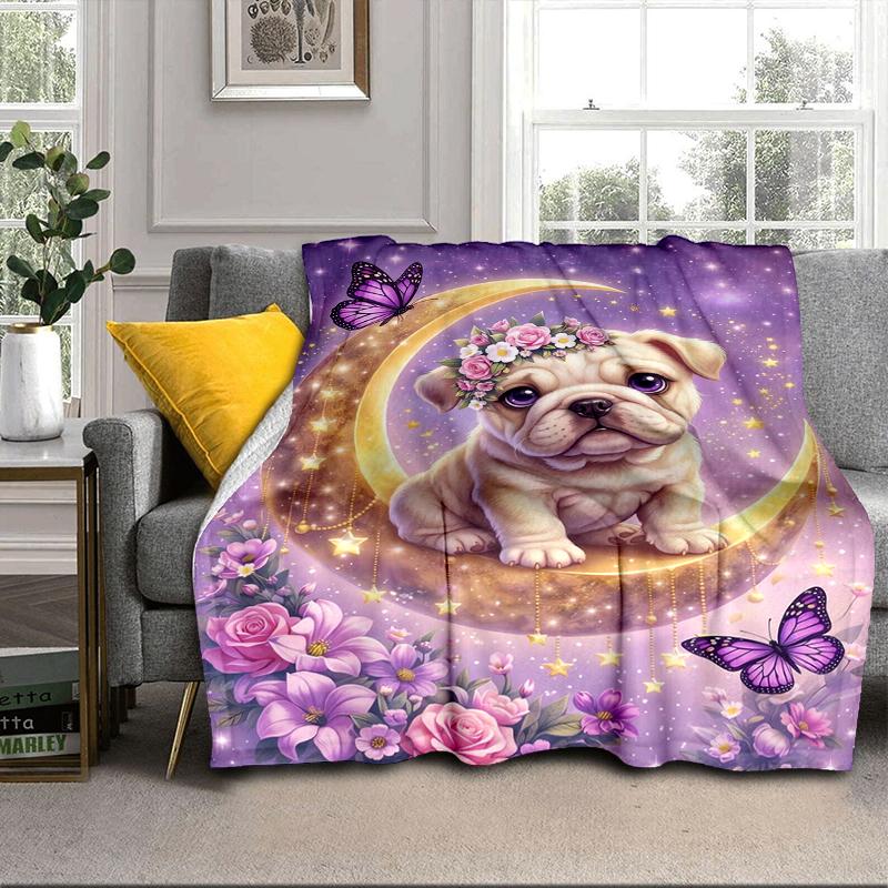 Cartoon Bulldog Stars Blanket Flannel Blanket Throw Blanket Sofa Cover Blanket Soft Premium Blanket Picnic Blanket Tv Blanket Gifts