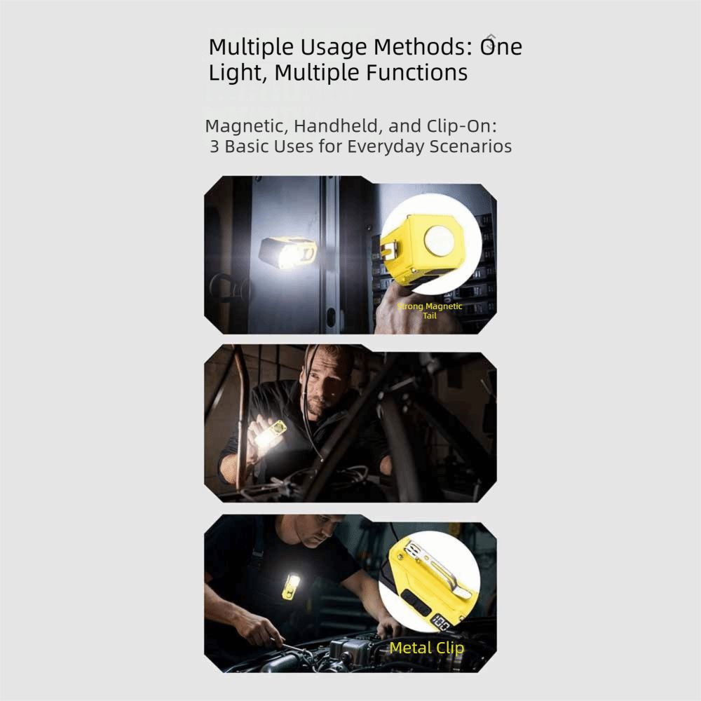 Wave Sensor Rechargeable Work Light Rotatable Head Magnetic Base Sensor Headlamp Rechargeable Dual Light Source Clip Work Light