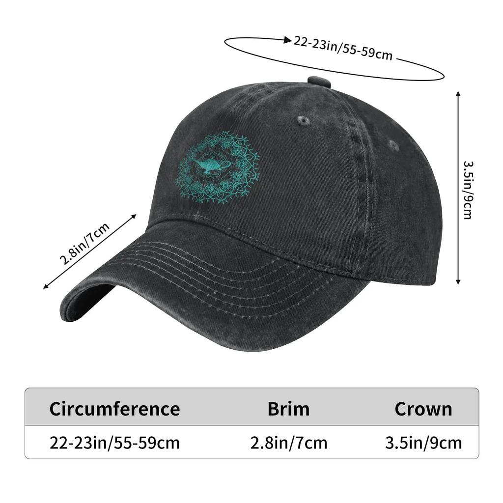 Aladdin Genie's Lamp Teal Mandala Casual Baseball Cap Outdoor Gym Hip Hop Hats Summer Unisex-Teens y2k Retro Snapback Cap
