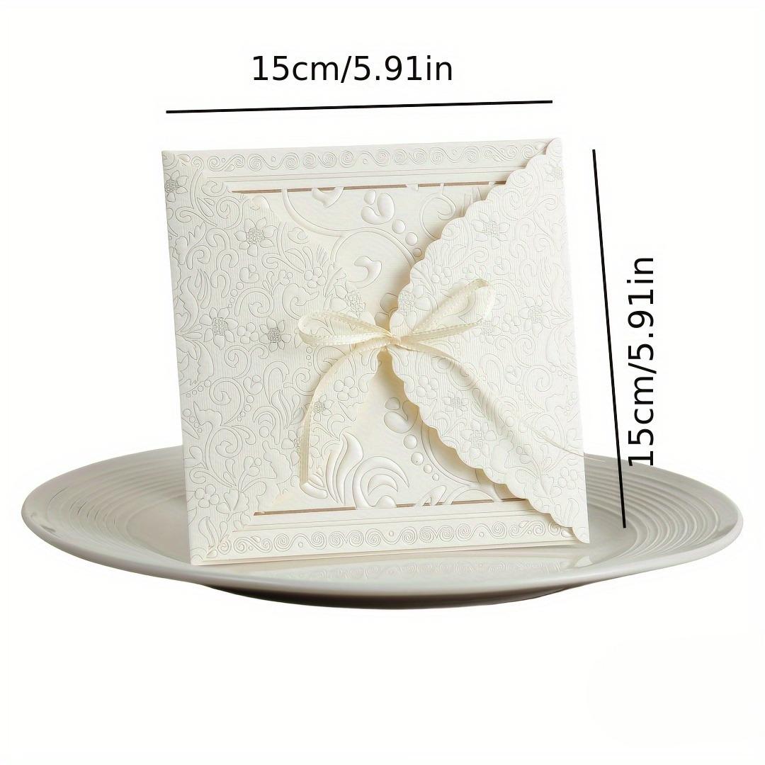 

2pcs Elegant Square Carved Bow Wedding Invitation with Inner Cards and Envelope Pockets-Wedding and Party Supplies,Decorations