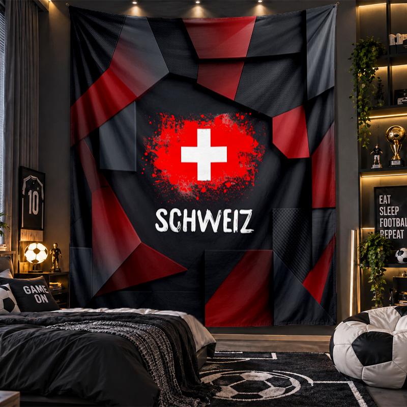 Wandbehang Wandteppich Schweiz Fußball Druck Tuch für Wohnzimmer Schlafzimmer Heimdekor