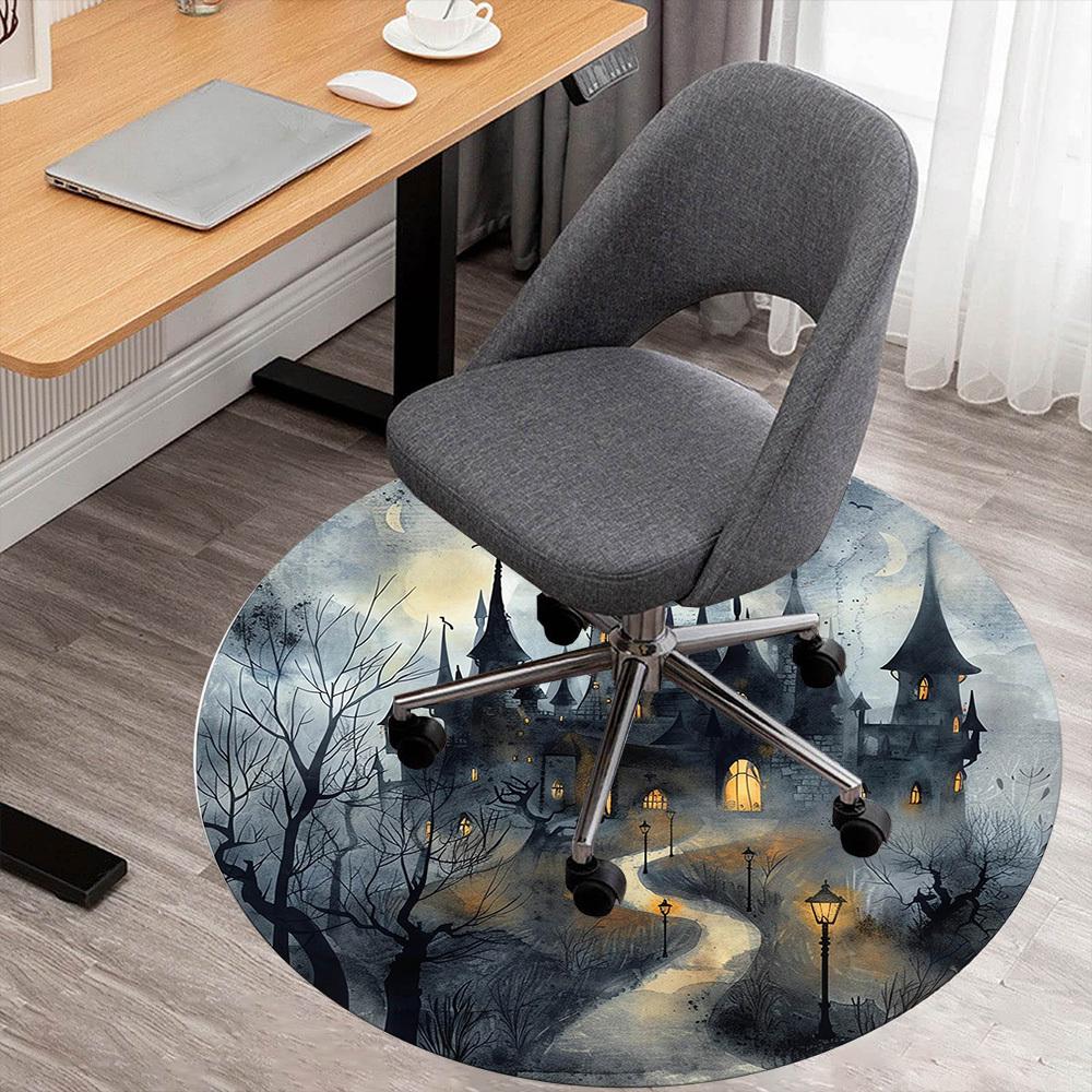 

1pc castle moonlight Round Chair mat Area Rug - Non-Slip, Floor Mat for Office, Bedroom, and Indoor Decor -1002117 80cm by 80cm