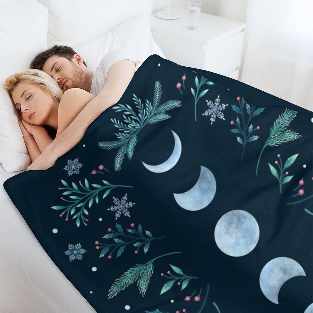 Moonlit Garden-Teal Snow Throw Blanket Christmas Decoration Sofa Quilt Cute Plaid Blankets and Throws Blankets