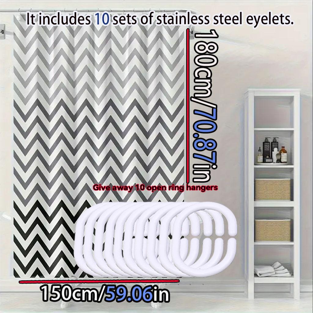 Black and White Wave Line Bathroom Curtain Minimalist Design Bathroom Dry and Wet Separation PEVA Waterproof Material