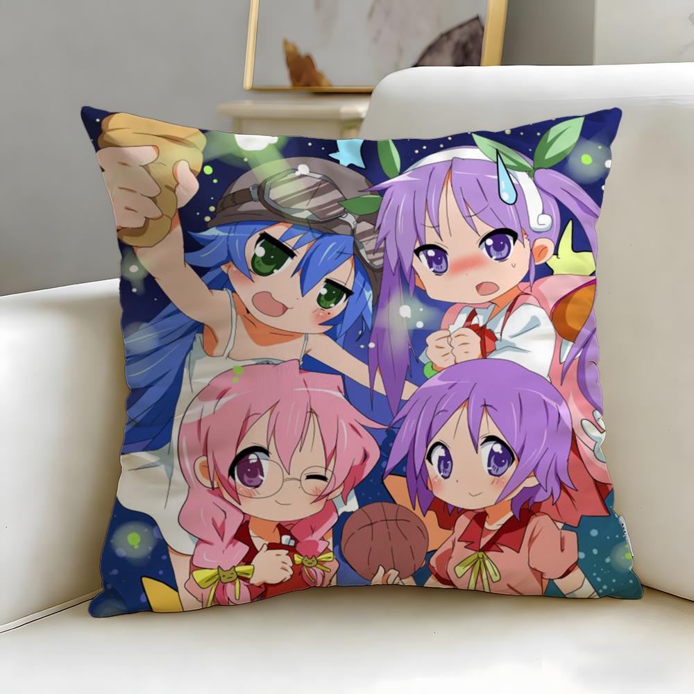 Classic Anime Lucky Star Cushion Cover Soft & Easy-Wash Pillow Case – Versatile For Couch, Bed, Travel And Office