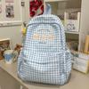 Schoolbag fog gray milk grid star embroidery backpack Japanese soft sister large capacity backpack junior high school girls fresh schoolbag