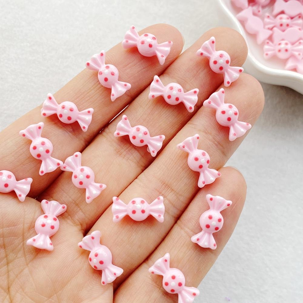 30Pcs Cute Mini Cartoon Candy Series Flat Back Rhinestone Bead Scrapbook DIY Manicures Appliques Accessories Crafts