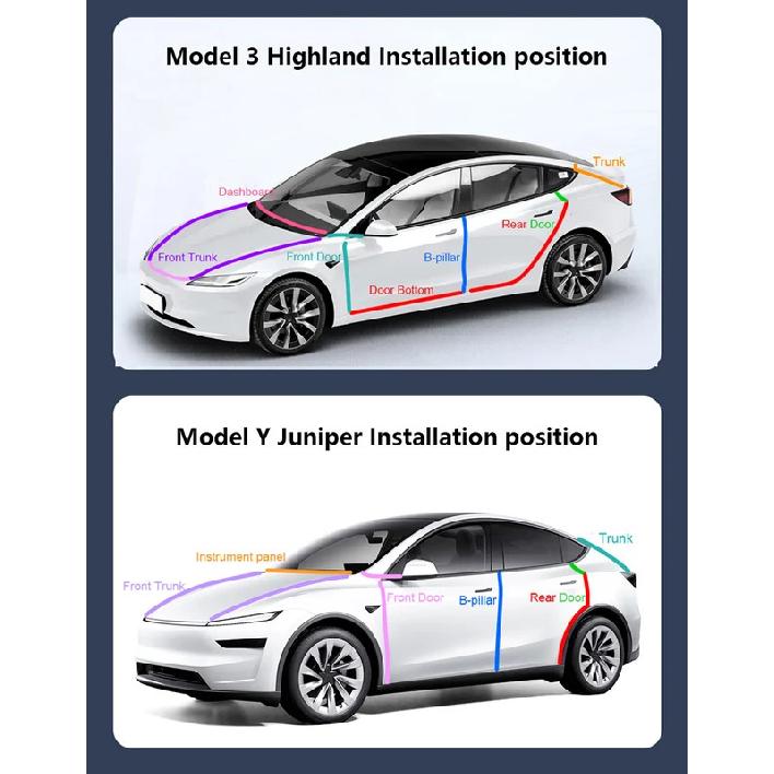 For Tesla Model Y Juniper Door Seal Strip Soundproof Rubber Weatherstrip for Model 3 Highland B-Pillar Sealing Noise Reduction