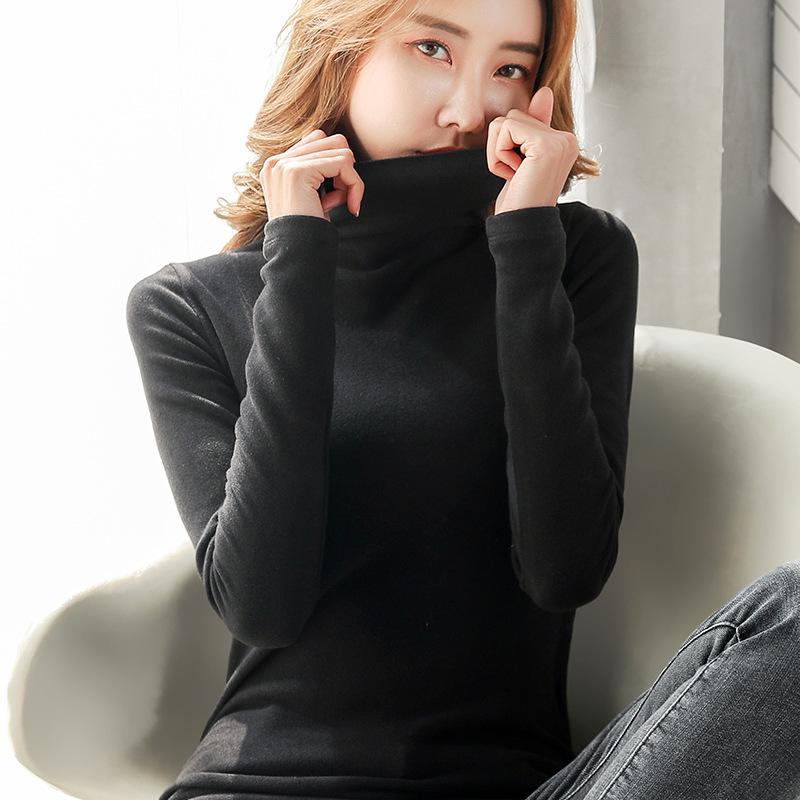 High-necked German velvet bottoming shirt women's long-sleeved summer and summer women's t-shirt slim-fitting double-sided velvet top 1