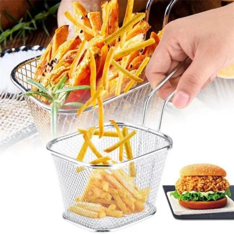 1PC Stainless Steel French Fries Basket Kitchen Fry Food Presentation Basket
