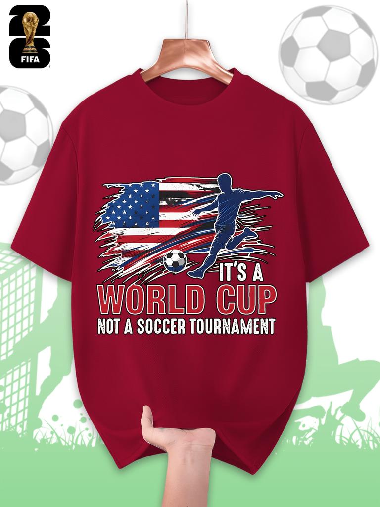 This FIFA World Cup-themed Short-sleeved T-shirt Is Designed Specifically for Men, Featuring a Crew Neck Style
