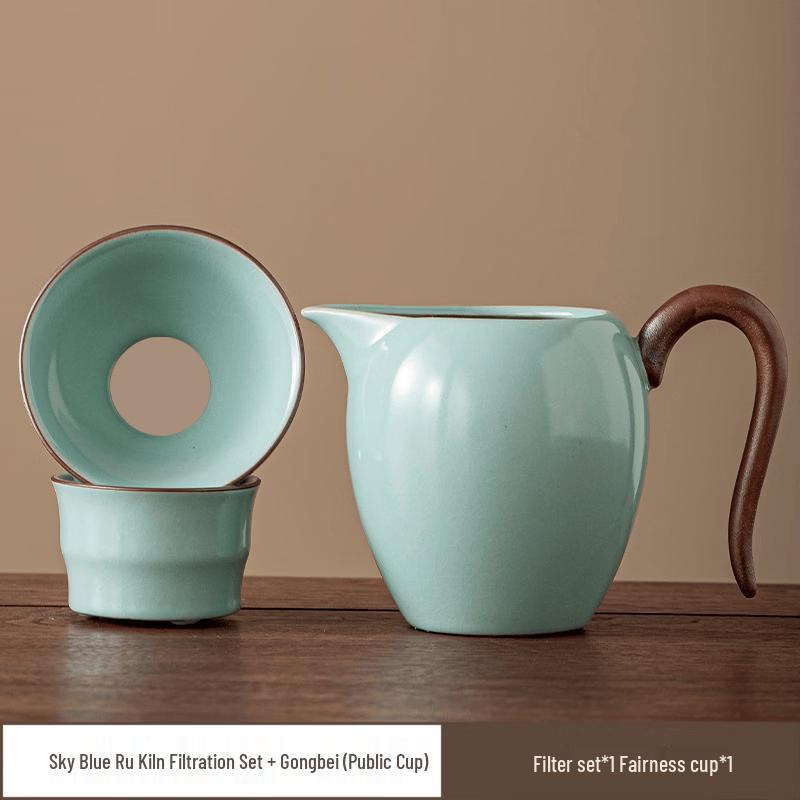 Ru Kiln Tea Filter Set with Fairness Cup