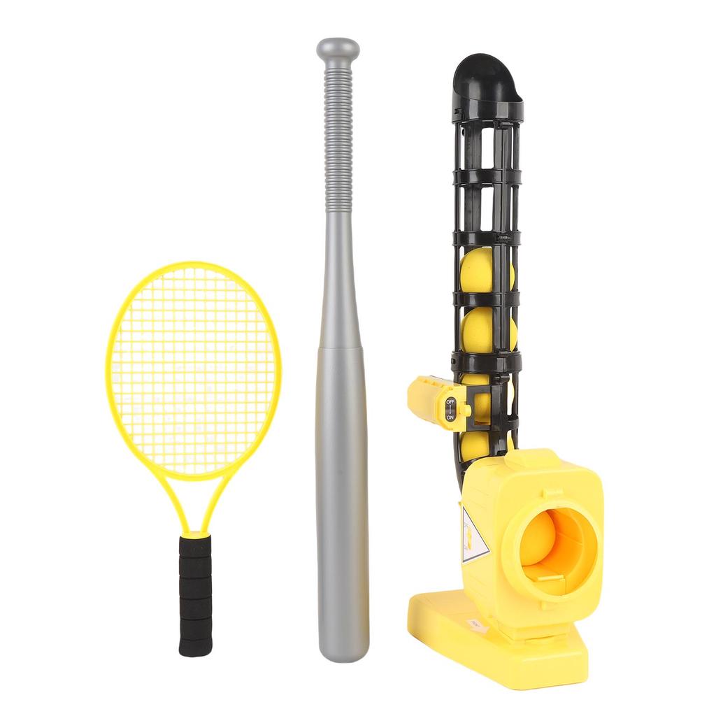 2 In 1 Baseball Tennis Pitcher Auto Pitching Machine Set with Baseballs Bat Tennis Racket Boys Girls Indoor Outdoor Sports Game