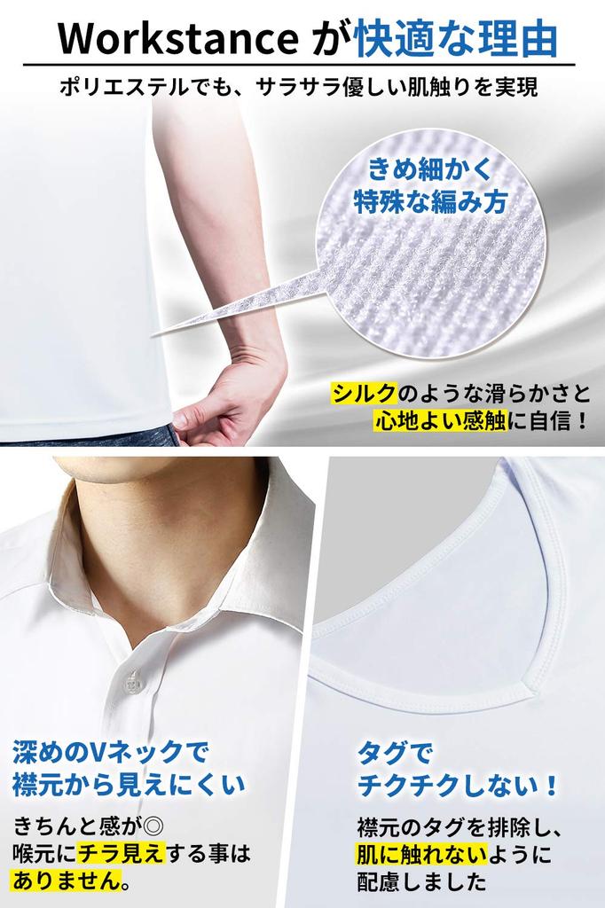 [WORKSTANCE] Men's Undershirts, 5-Pack (Black, Size L (170cm-180cm))