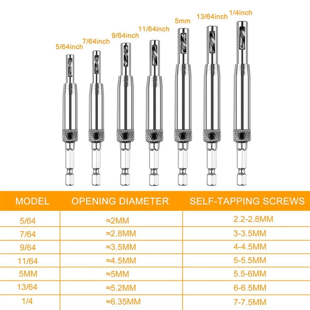 Woodworking Reaming Drill Bit Hole Opener Accurate Positioning Tool for Doors Windows Hinges Hardware 8 Sizes Available