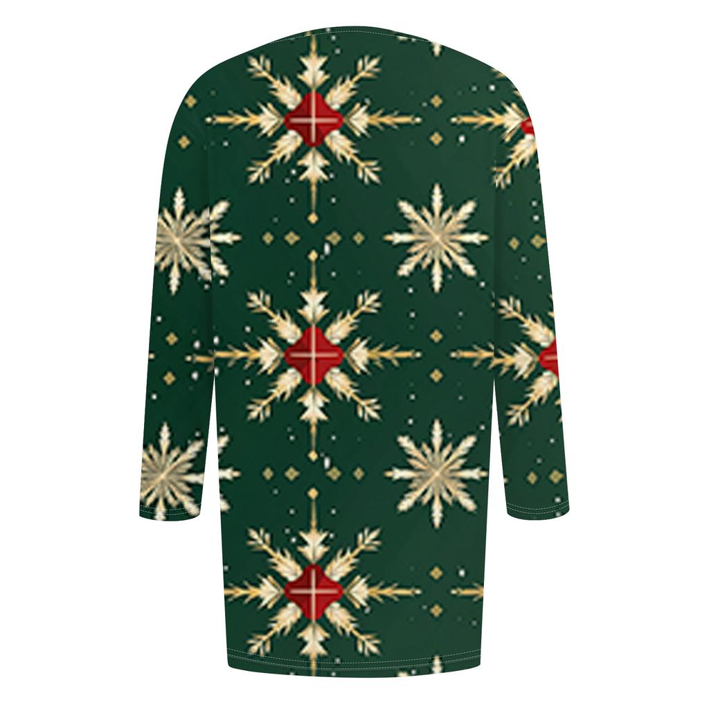 Women's Fashion Casual Christmas Tree Printed Mid-Length Cardigan Jacket