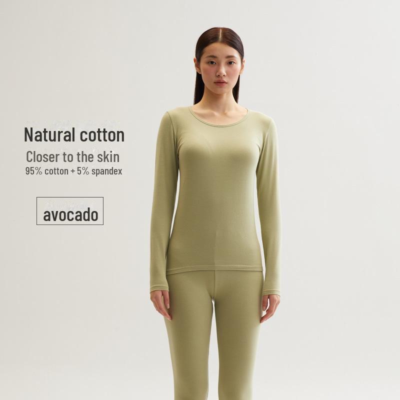 Men's and Women's Skin-Friendly Thermal Underwear Suit - Pure Cotton, Solid Color, Thin Design, Antibacterial, Large Sizes, Autumn/Winter Wear