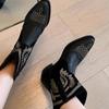 Größe Knöchel Cowboystiefel für Frauen Wildleder Echtleder Stickerei Cowgirl Chunky Heels Schuhe Winter Kurze Booties