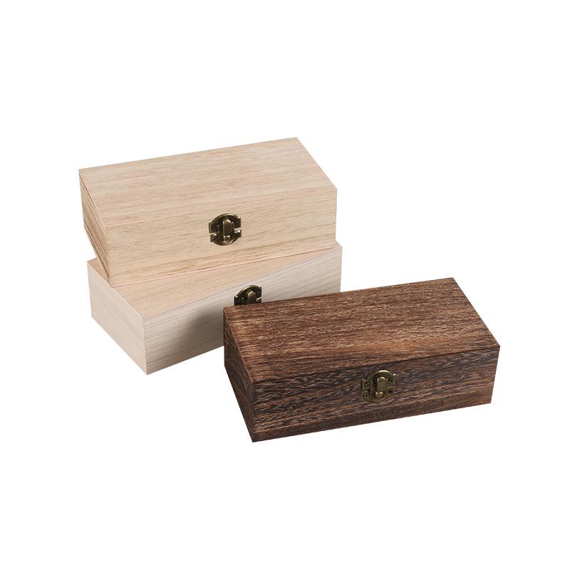 In-Stock Retro Paulownia Wooden Storage & Gift Box with Hinged Lid