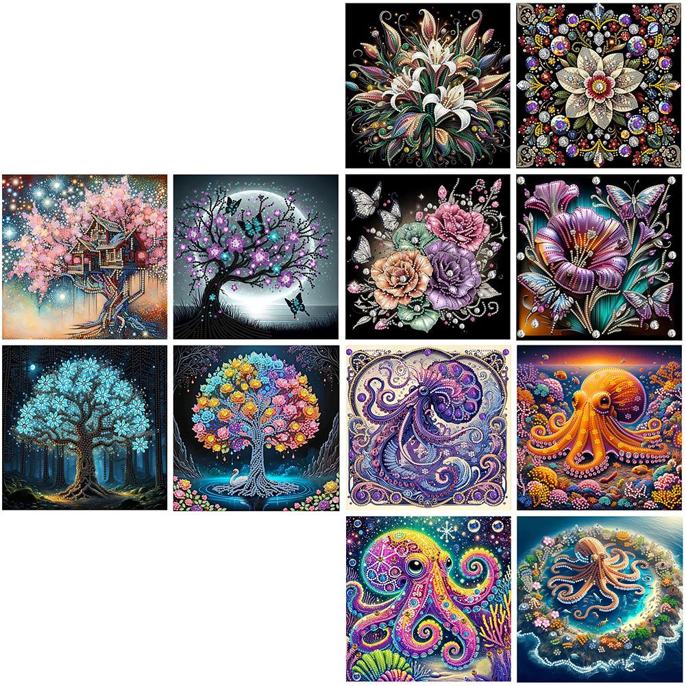 4pcs Partial Drill Special Shape Diamond Painting Kits 30x30cm Crystal Rhinestone Paintings for Home Wall Decor