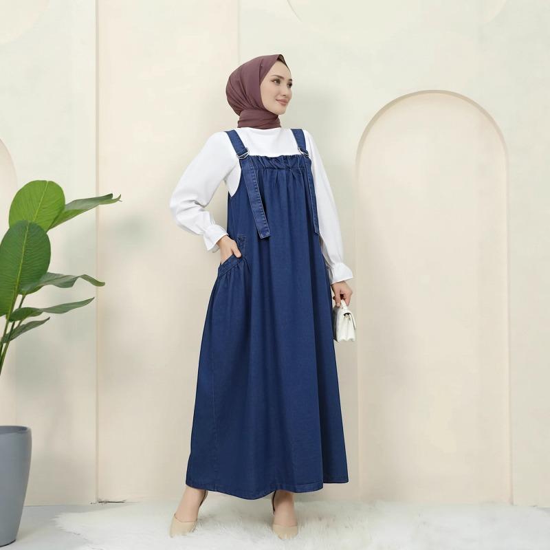 Women's Dress Malaysia Casual Loose Denim Strap Skirt