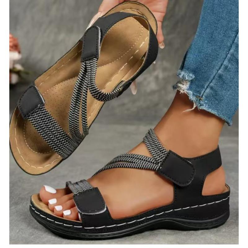 New Thick-soled Velcro Flip-flops for Women, Suitable for Intense Exercise, Large Size Beach Shoes