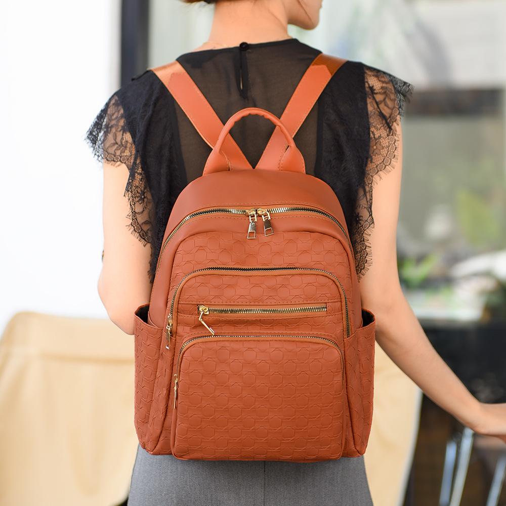 Simple and Versatile Backpack Large Capacity Casual Retro Backpack Multifunctional Shoulder Bag Women's Soft Leather Backpack