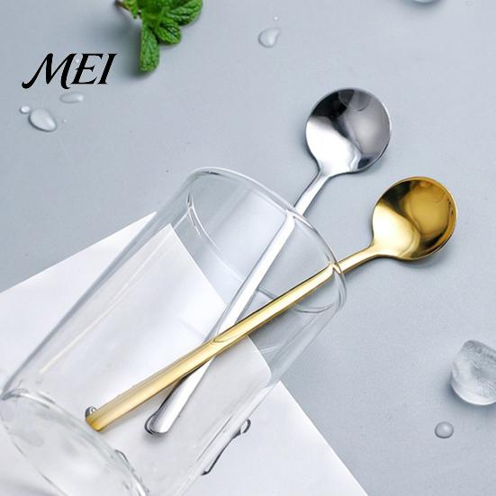 Lightweight Compact Spoon Stainless Steel Coffee Spoon, Round Small Teaspoon for Gold Plated Snack Utensil Dessert, Creative Stirring Ice Cream