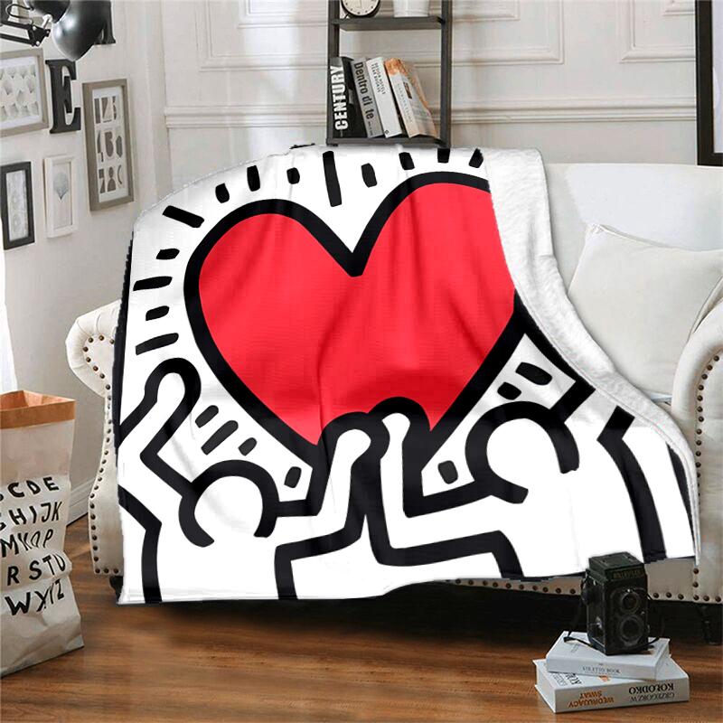1pc Blanket Keith Haring Ascending2 Print Design, Lightweight Blanket for Sofa, Bed- Soft &Warm, Gift for All Seasons like Christmas, Halloween