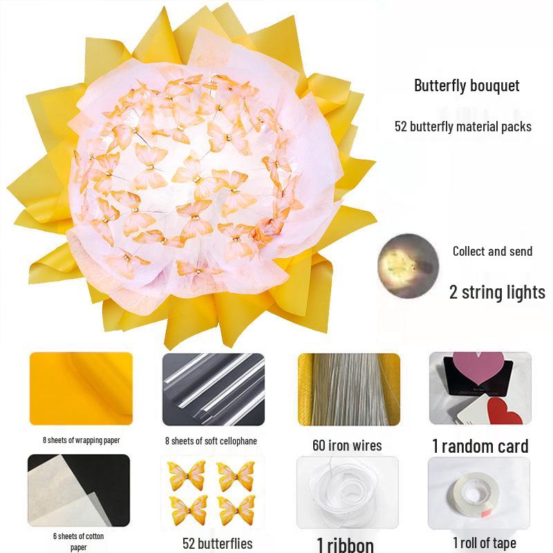 Cross-border Valentine's Day Butterfly Bouquet DIY Kit - Handmade Gift for Girls & Besties.