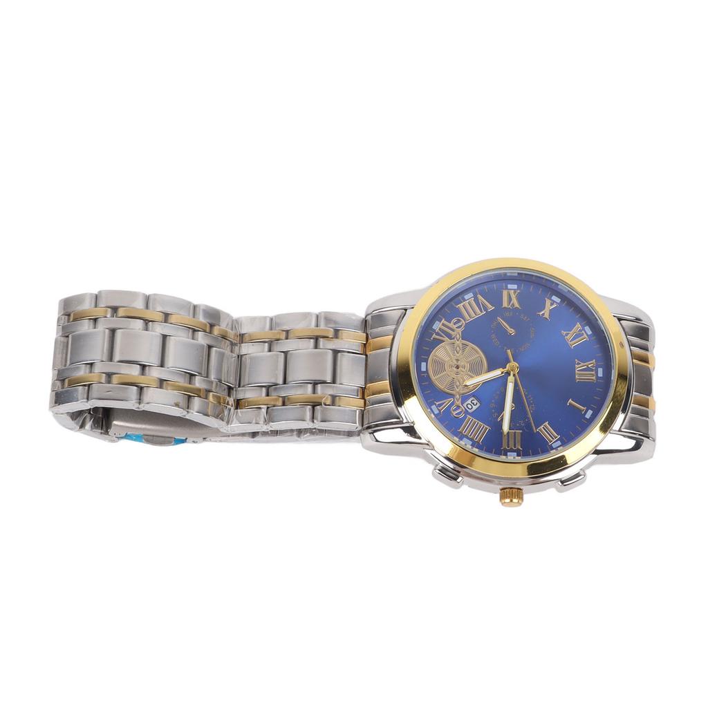 Men Wrist Watch Waterproof Stainless Steel Strap Watch with Watchband Remover for Office Travel Gold