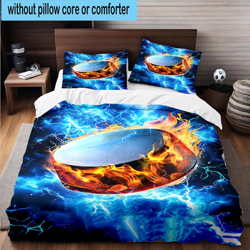 3PCS Flaming Football Artwork 3pcs Bedding,Including 3PCS Duvet Cover And 2pcs Pillowcases Perfect for Christmas,Ideal for Bedroom, Dormitory