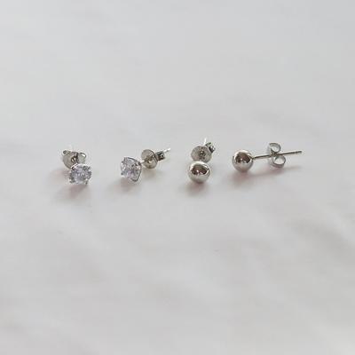 Dayday 925 Silver Daily Mini Ball Cubic Earrings