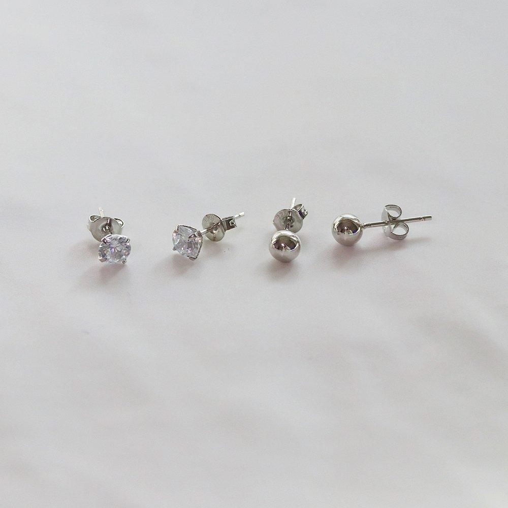 Dayday 925 Silver Daily Mini Ball Cubic Earrings